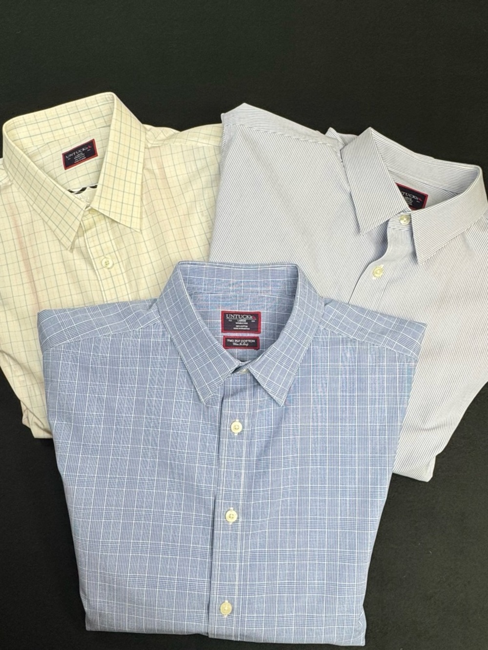 UNTUCKit Blue, Cream & blue and white stripes Dress Shirts - 3-Pack